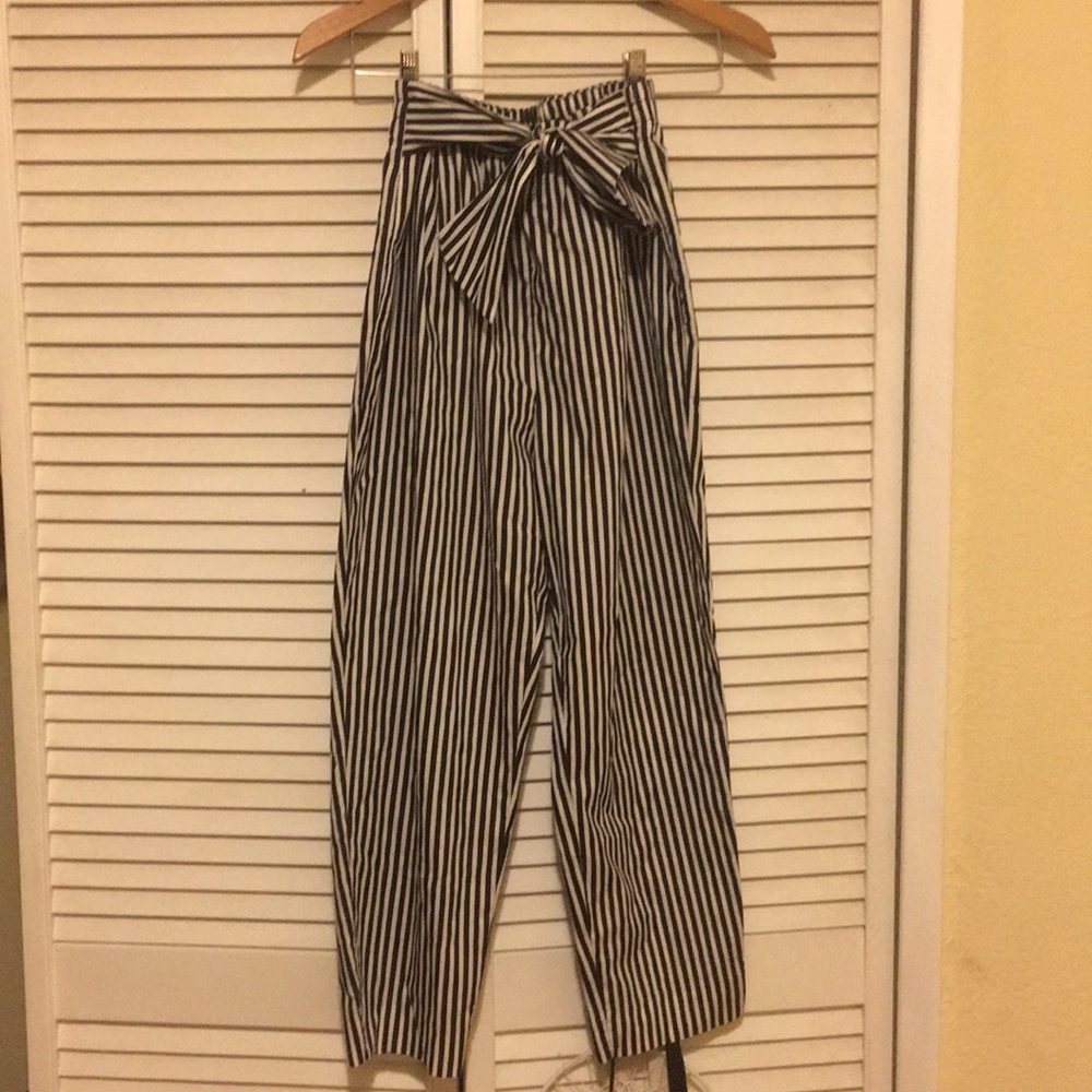Striped paperbag pants